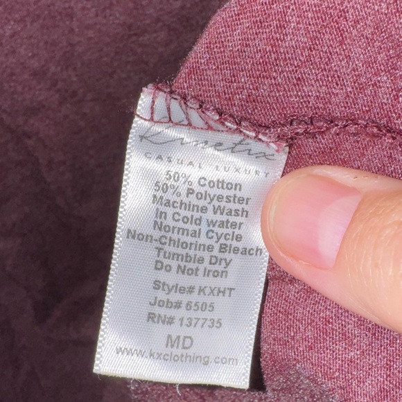 NWT Kinetix Casual Luxury men's long-sleeve tee hoodie Maroon Size Medium - Picture 7 of 7